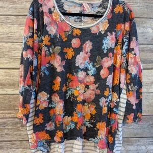 My story floral stripe dolman top